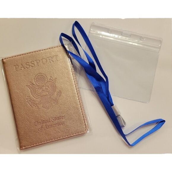 Passport Wallet/Holder with Vaccine Card Slot Rose Gold - Picture 4 of 4